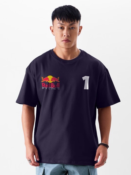 Graphic Printed Round Neck Drop-Shoulder Sleeves Oversized Cotton T-shirt gallery