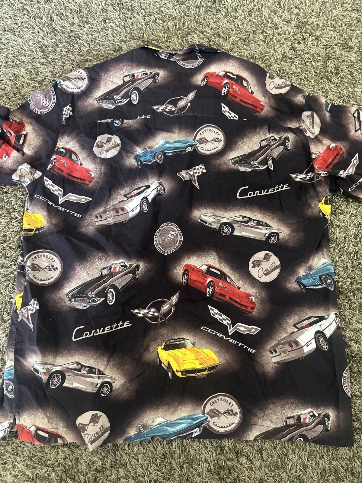 David Carey Corvette Chevrolet Stingray Racing Vtg Car Button Down T Shirt 2XL gallery
