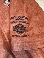 Harley Davidson Orange Embroidered Polo Daytona Beach Florida Motorcycles Mens M