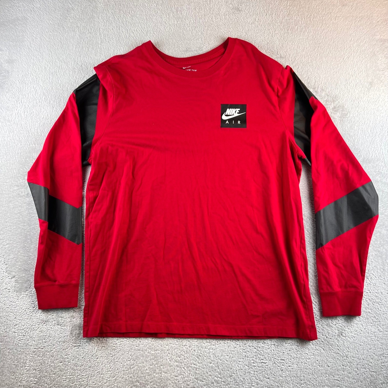Nike Air Long Sleeve T-Shirt Men’s Red Black Chevron Graphic Tee XL