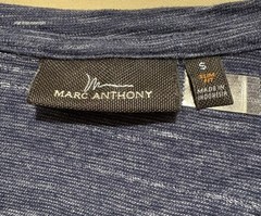 Marc Anthony Men’s Blue Heathered Short Sleeve Henley Knit Cotton Tee S