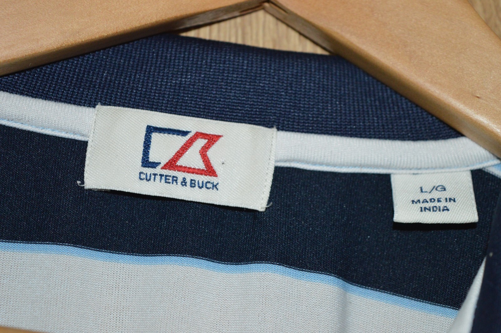 Cutter & Buck Striped Golf Polo Shirt Polyester Spandex - Large L gallery