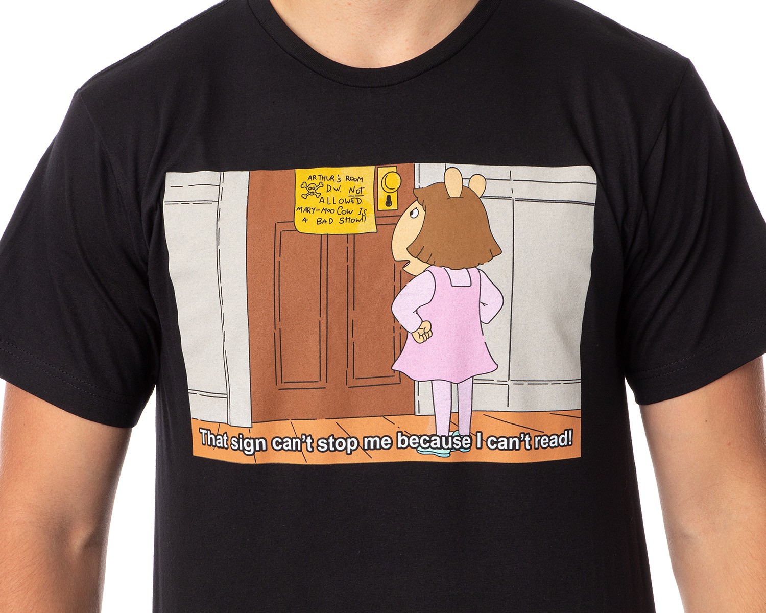 Arthur Mens' D.W. Can't Read Meme Graphic T-Shirt gallery
