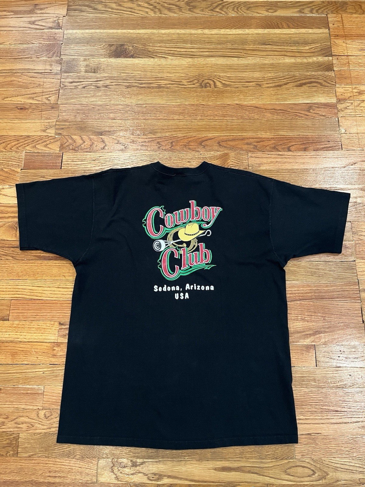 Y2K Cowboy Club Sedona AZ USA Double Sided Graphic T Shirt Men XL Made In USA gallery