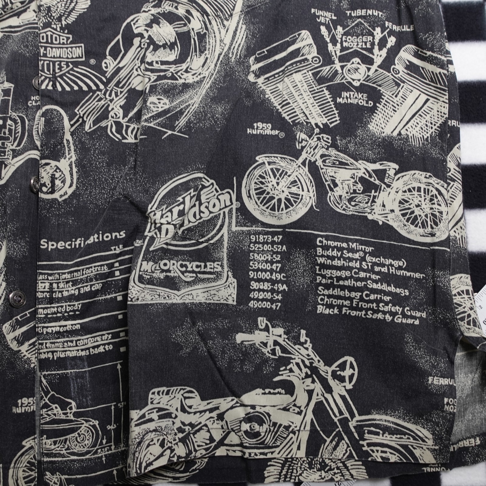 Vintage Harley Davison biker Hawaiian style all over print button up Shirt 2XL gallery