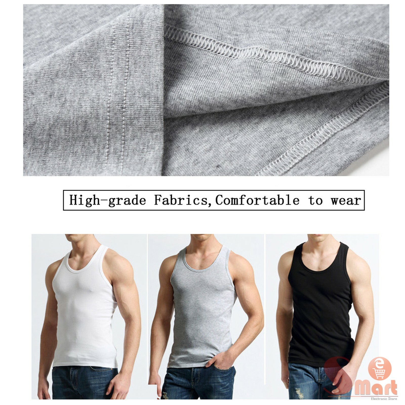3 PC Mens 100% Cotton Tank Top A-Shirt Wife Beater Undershirt Workout Shirt gallery