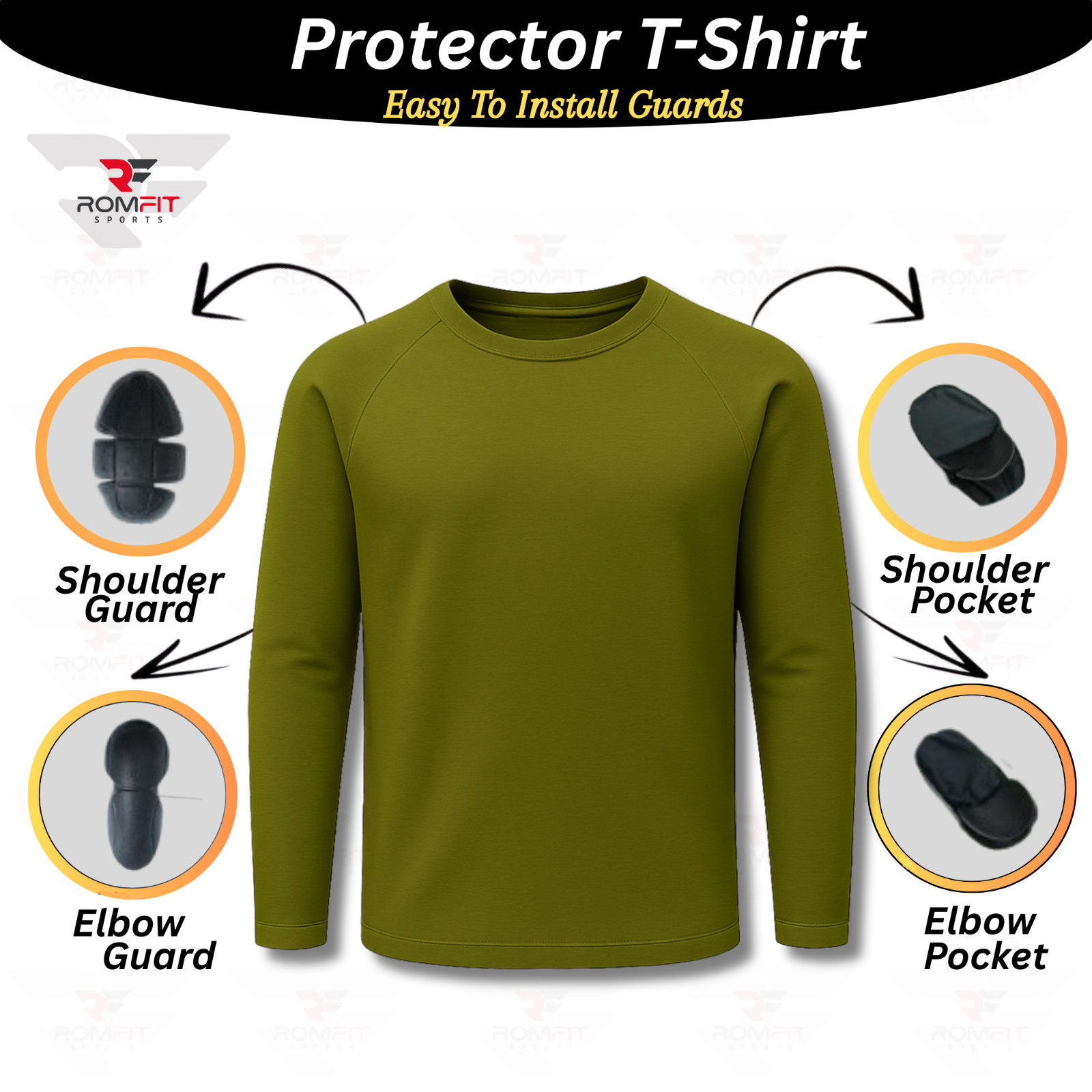 Motorcycle Riding Shirt CE Armored Aramid Protective Biker Olive T-shirt Unisex gallery