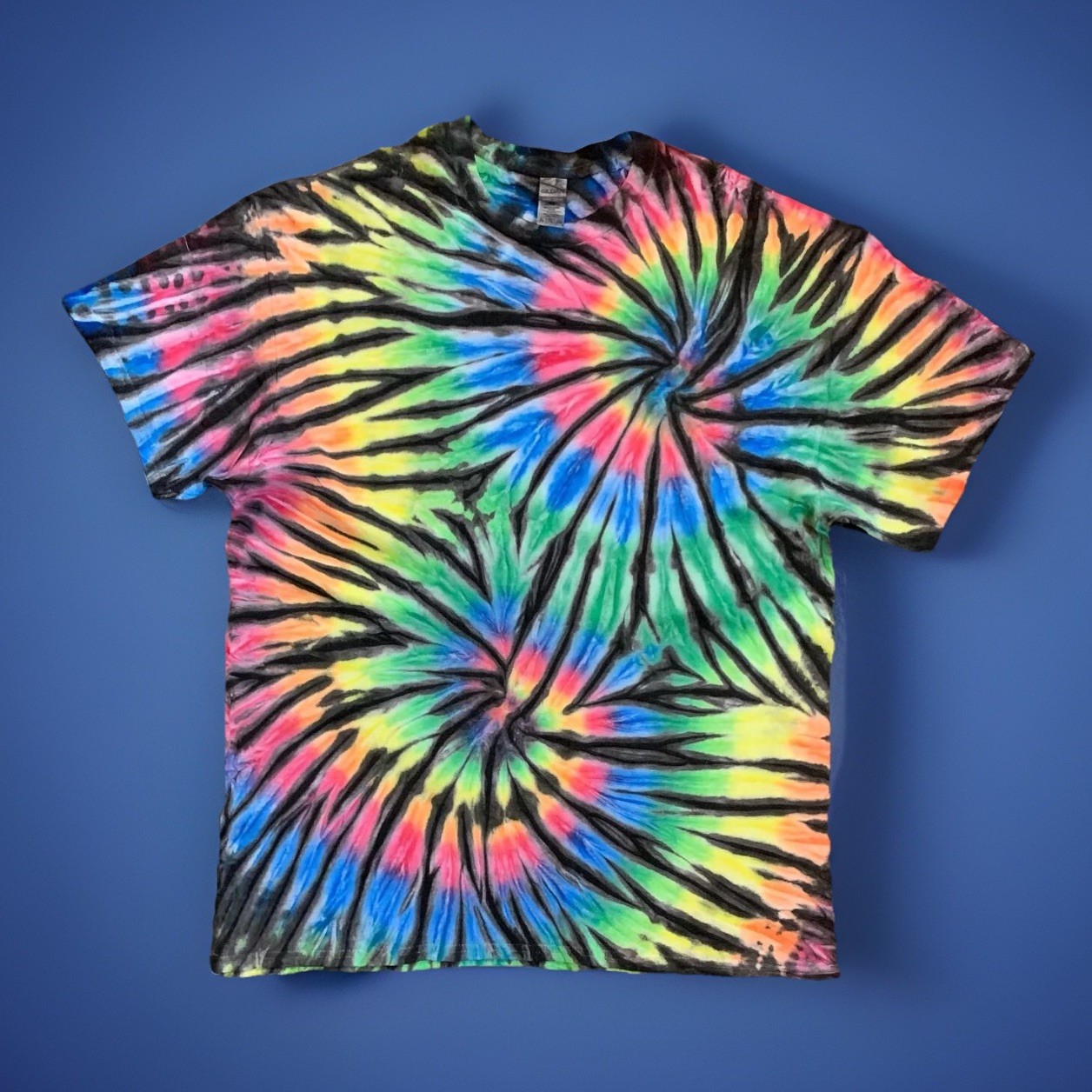 *New* 2XL - Sm Handmade Tie Dye, Rainbow Black Twin Spiral, Crew or V-Neck gallery
