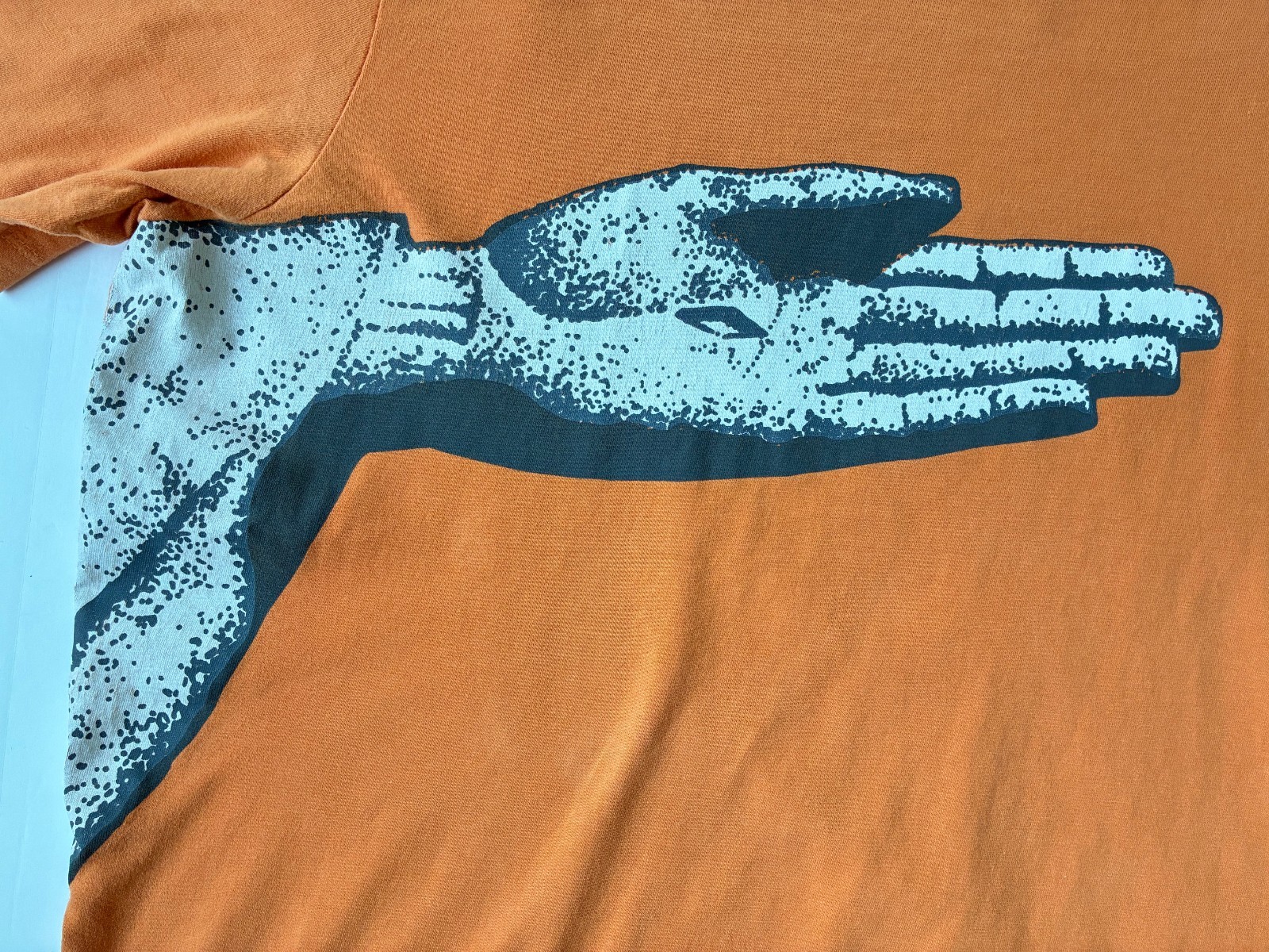 Complexo B Hand Print Graphic Crew T-Shirt Orange Brazil Catholic Religious gallery