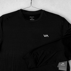 RVCA Mens Robey Crew LS Performance Shirt Black UPF 50+ Long Sleeve Medium NEW
