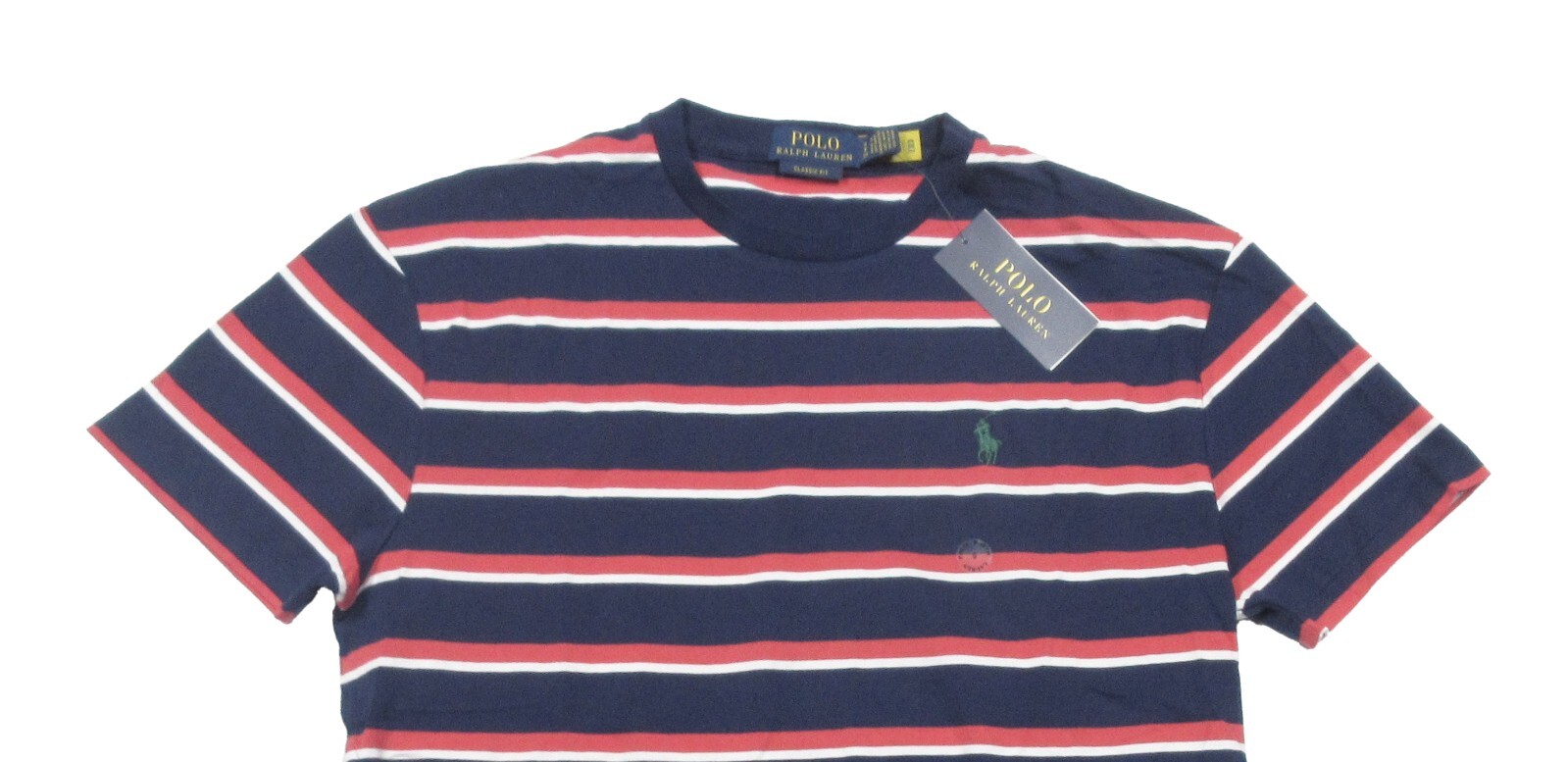 Polo Ralph Lauren Men's Navy/Red/White Stripe Crew-Neck Classic Fit T-Shirt gallery
