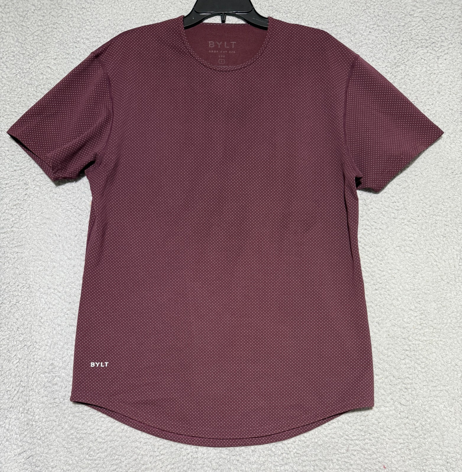 Bylt Drop Cut Lux S/S Performance Stretch Burgundy White Polka dots Mens Large