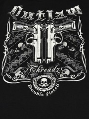 Outlaw Threadz Affliction Style Skull Guns Graphics Black T-shirt Size XL