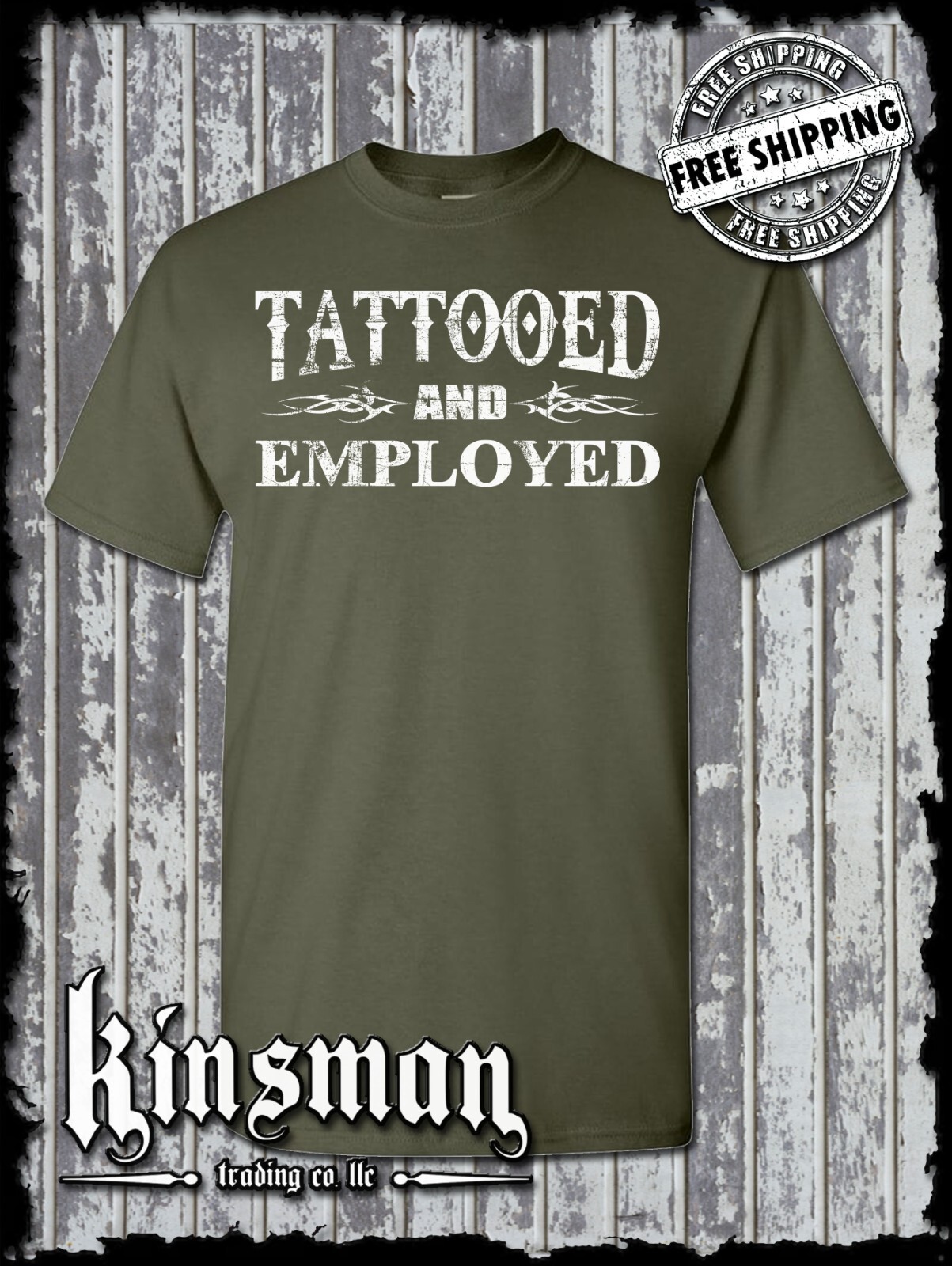 Tattooed And Employed T-Shirt -Funny Work Humor Body Art Free Speech College Tee gallery