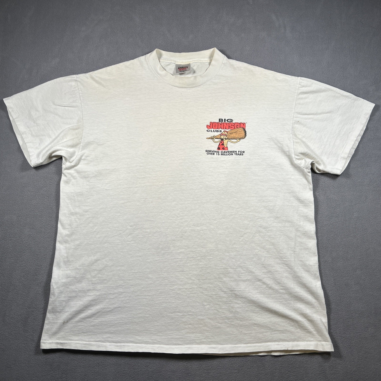 Vtg Big Johnson’s Clubs Single Stitch Short Sleeve Graphic Print T Shirt XXL gallery