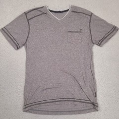 Distortion Clothing T-Shirt Mens Small Gray V Neck Single Pocket Short Sleeve