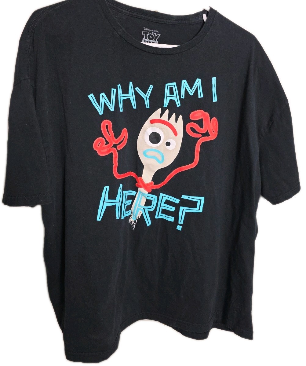 black Toy Story graphic t-shirt featuring the character Forky 3XL 0-0148 gallery