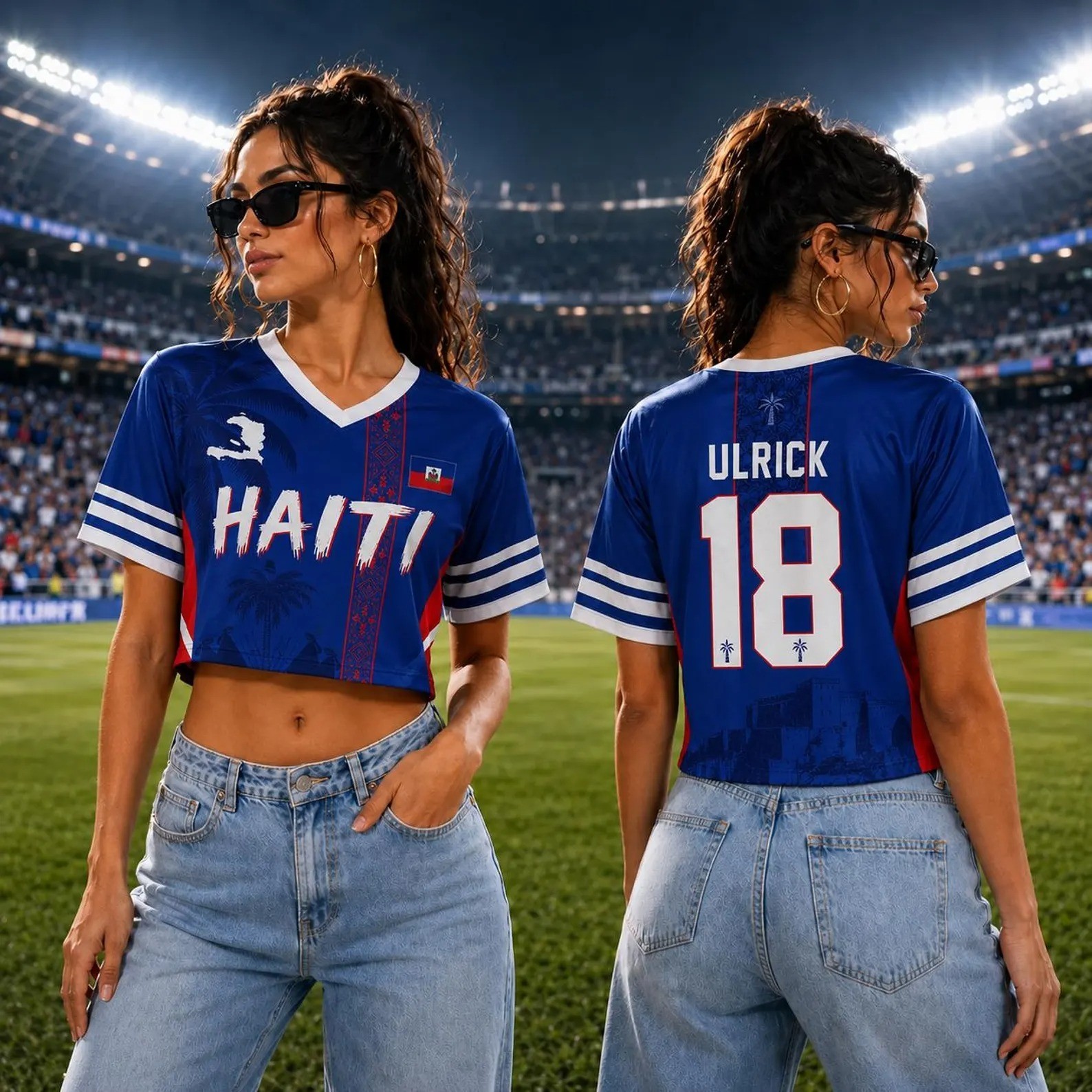 Personalized Haiti Soccer Croptop Mesh Jersey, Custom Name Number Haiti Jersey gallery