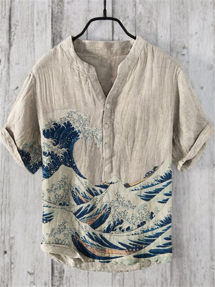 Mens Short Sleeve T-shirt Tops Ladies Cotton Linen Casual Shirt Loose Blouse Tee gallery