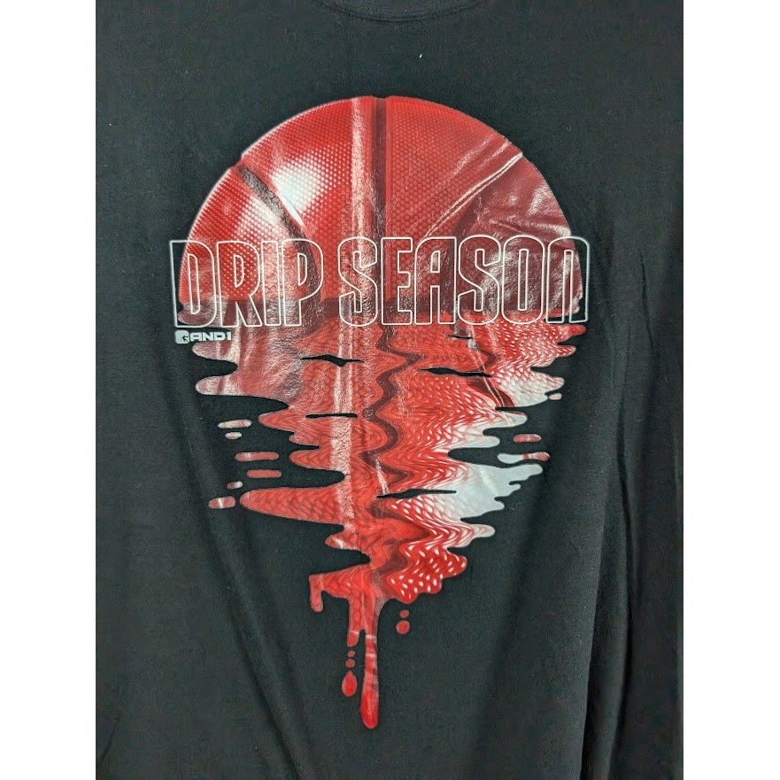 And1 Drip Season Basketball Graphic T-Shirt Black Mens Size XL Streetwear Retro