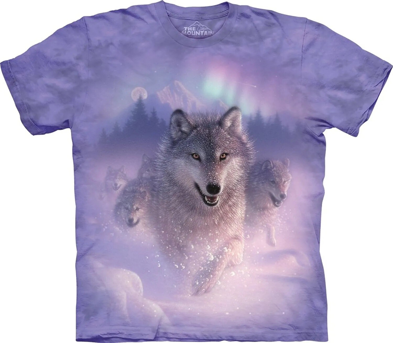 Northern Lights Wolf Wolves Aurora Borealis The Mountain Purple T-Shirt S-3X gallery