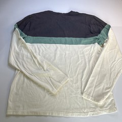 Marine Layer Men’s Long Sleeve Ivory Navy Green Stripe Shirt Size Large