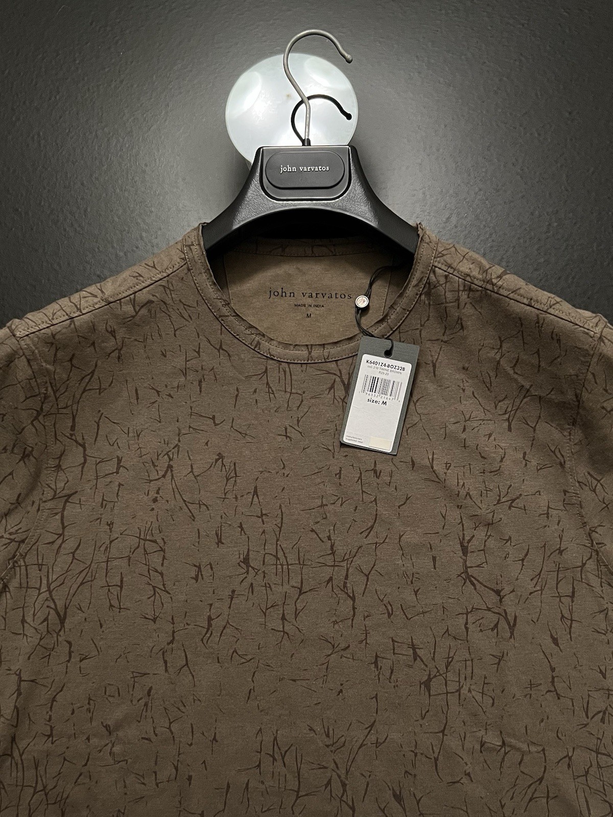 John Varvatos Luxury Shirt - Twine Brown - Raw Cut Edges - Crinkle - Vtg 2023 gallery
