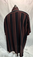 Shaquille O’Neal Button-Down Shirt Men’s Big/Tall Black/Brown Striped 2XL, 3XLT