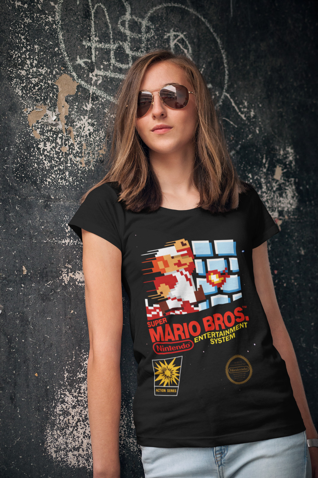 Super Mario Bros. 1 NES Cover T-Shirt Unisex Cotton Adult Funny Video Game New gallery