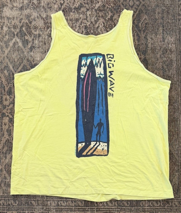 VTG 80s 90s Ocean Pacific Big Wave Surf Beach Tank Top XL Fits XL/2XL Neon USA