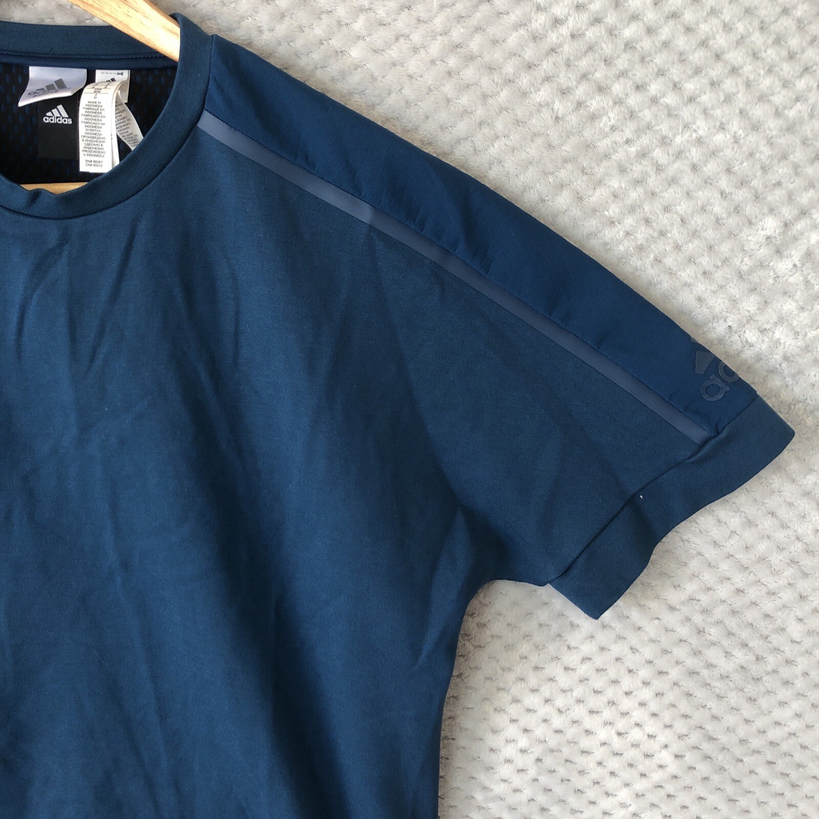 ADIDAS T Shirt Mens M Navy Side Zip Crew Neck Thick Sleeve Logo Sample RARE gallery
