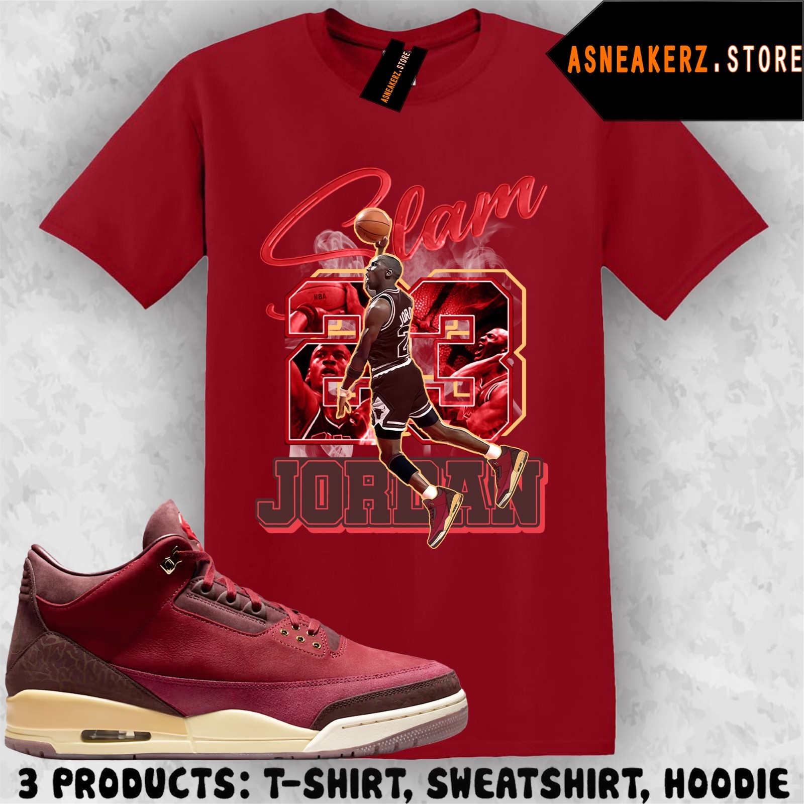 Shirt Match AJ 3 Bin23 Bin 23 2026 Sneaker Matching Tee MJ Icon 23 Slam T-Shirt