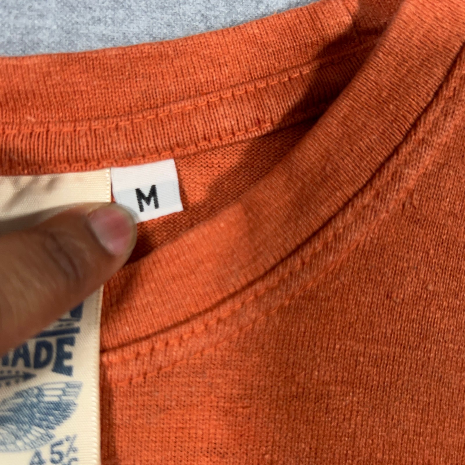 Jungmaven Shirt Mens Medium Orange Solid Pocket Tee Hemp Blend USA Made gallery