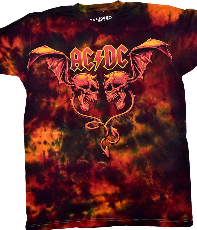 [Limited Edition] Vintage AC/DC Evil Wings Clearance Tie-Dye T-Shirt Liquid Blue gallery