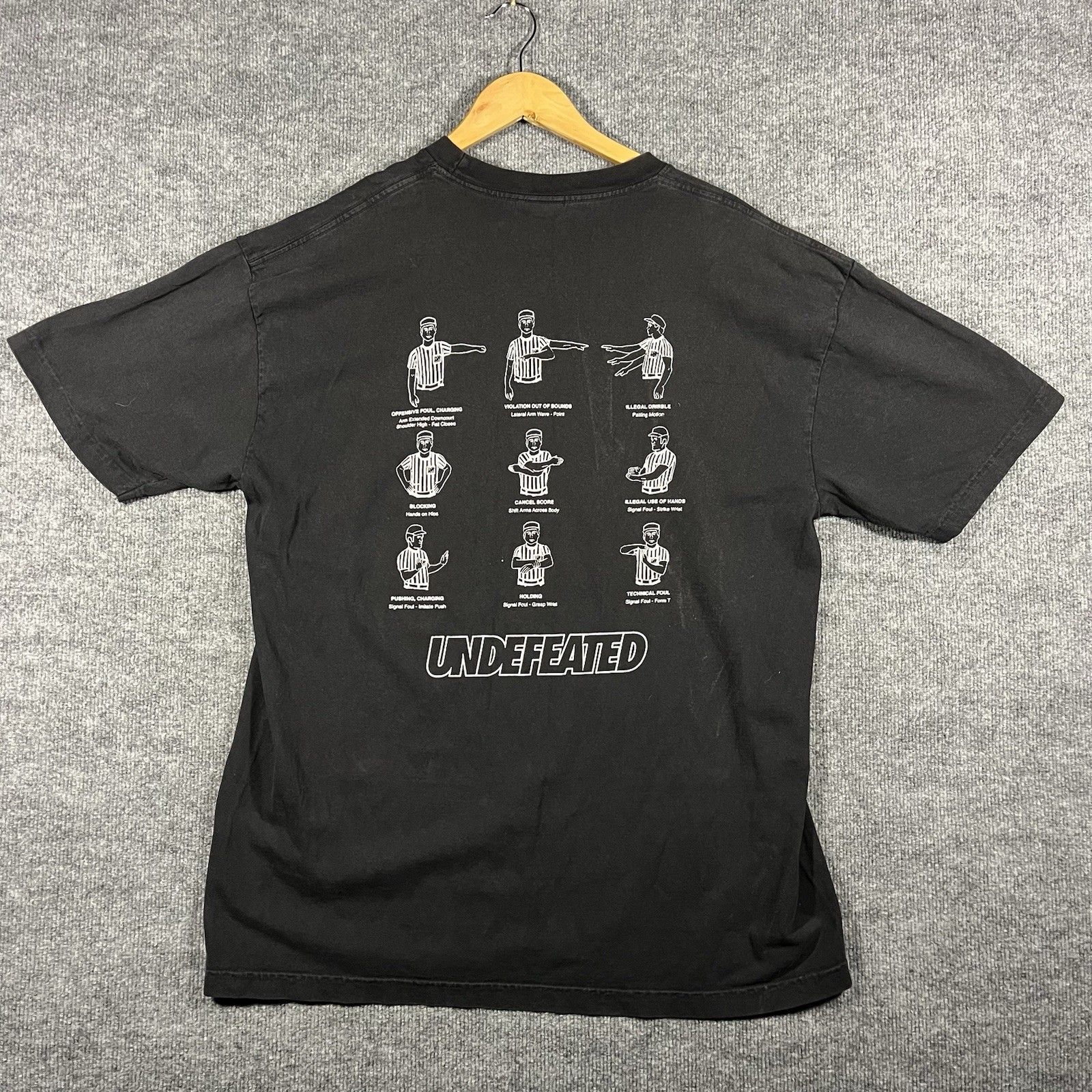 Undefeated 5 Strikes Black Graphic T-Shirt Mens XL Football Referee Streetwear