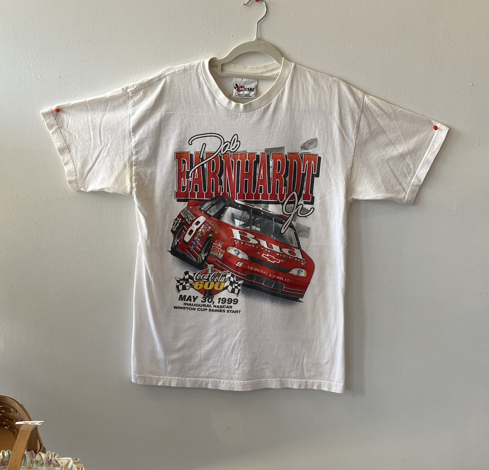 Chase Dale Earnhardt NASCAR Budweiser Coca-Cola 600 Double-Sided Tee L White gallery