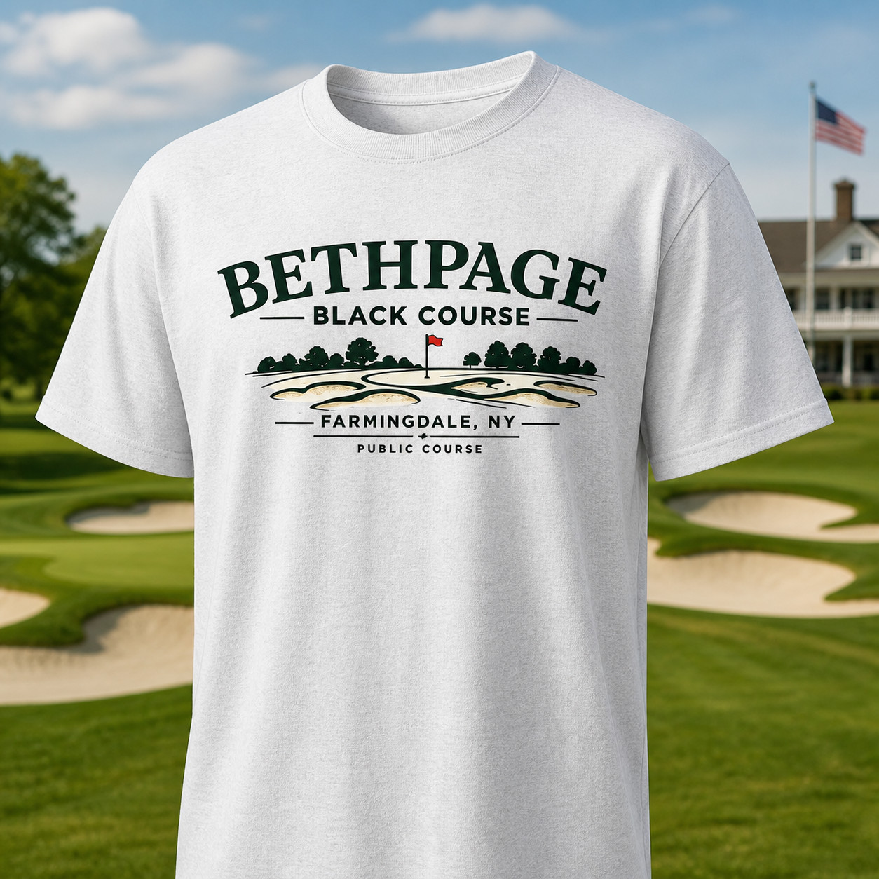 Bethpage Black Course Shirt Golf Tee Farmingdale NY Public Course Logo