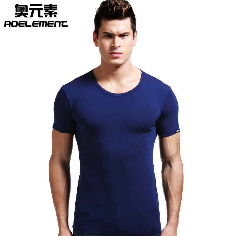 Men's Short Sleeve Top Tee Modal T-Shirt Round Neck Classic Jerseys Clothing gallery