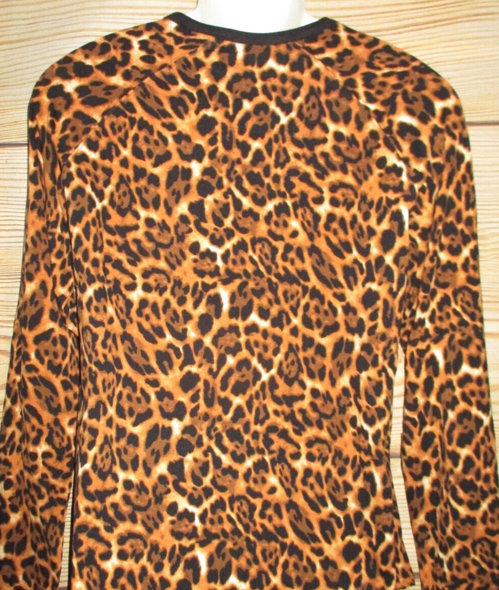 MENS NATORI CHEETAH LEOPARD ANIMAL PRINT LONG SLEEVE RAGLAN T-SHIRT SIZE M gallery