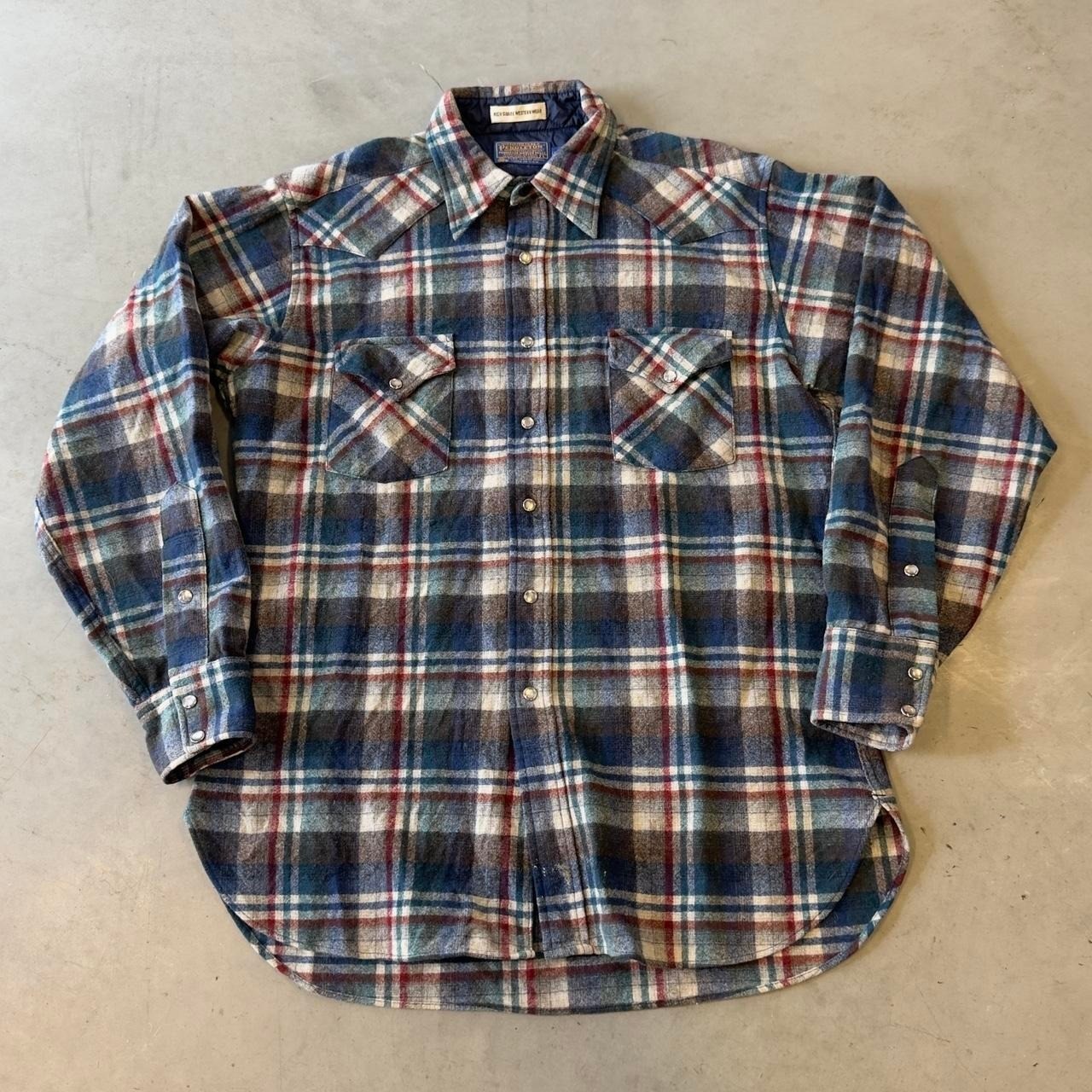 Vintage Pendleton Western Wear Virgin Wool Shirt Pearl Snap Cowboy Cut gallery