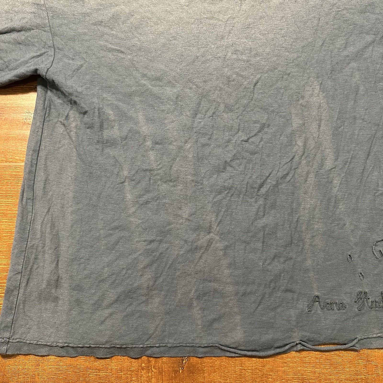 Acne Studios Oversized Boxy T Shirt Mens 2XS Gray Thrashed Distressed Portugal gallery