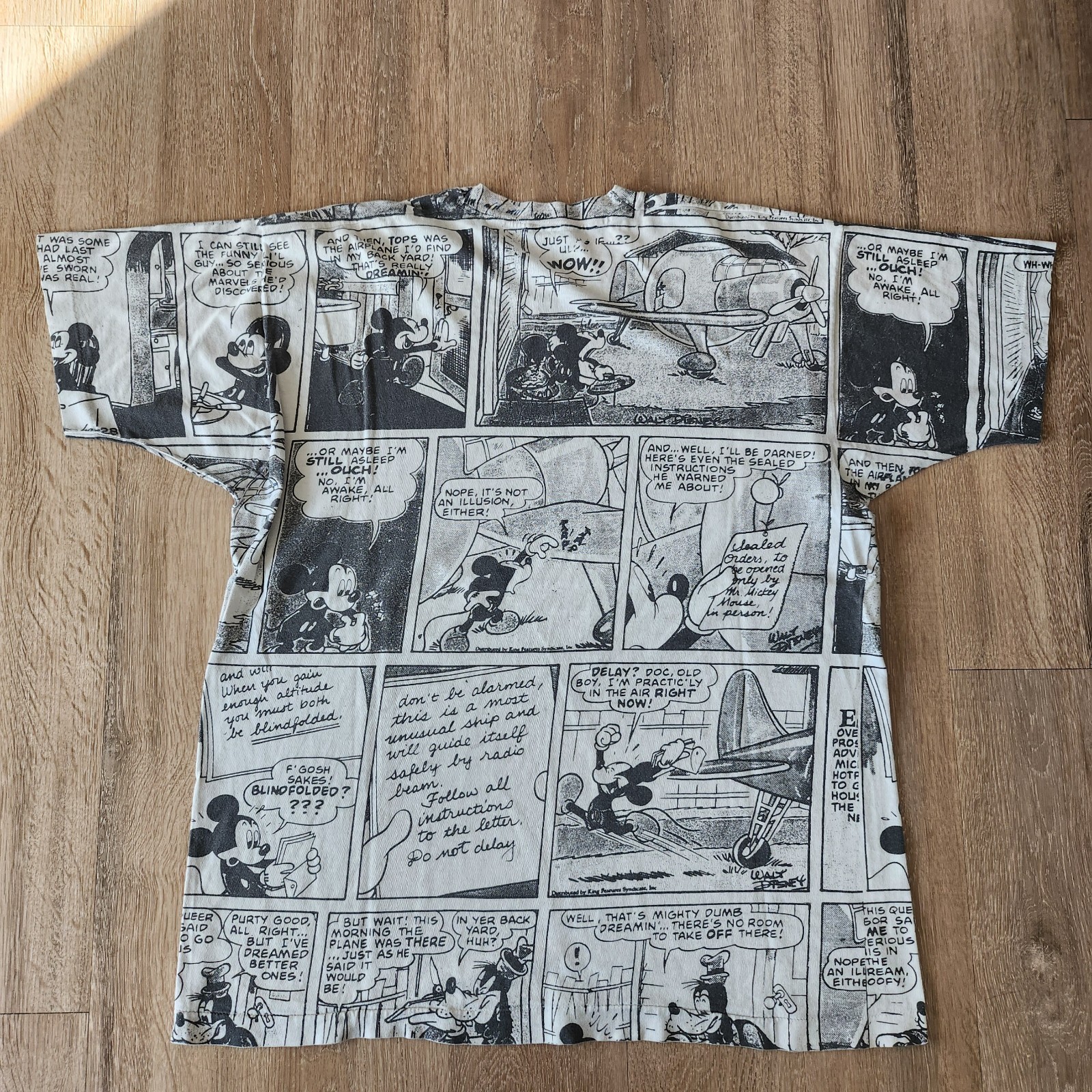 Vintage 90s Disney MGM Studios Comic Strip AOP Mickey Tshirt OSFA Single Stitch gallery