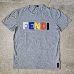 Fendi Fuzzy Letter Spell Out Grey Tshirt Mens Sz M Wms XXL Made in Italy