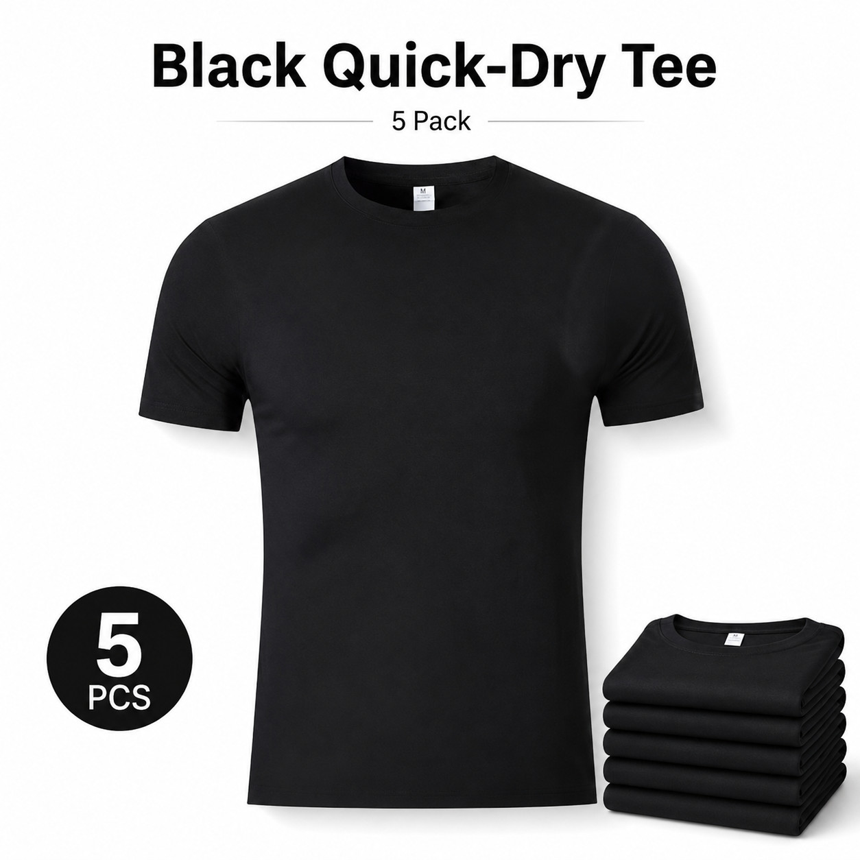 Unisex Moisture Wicking T Shirts 5 Pack Breathable Quick Dry Athletic Tee gallery