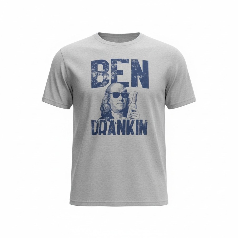 Ben Drankin’ Benjamin Franklin Graphic T-Shirt Beer Patriotic USA Tee 2XL