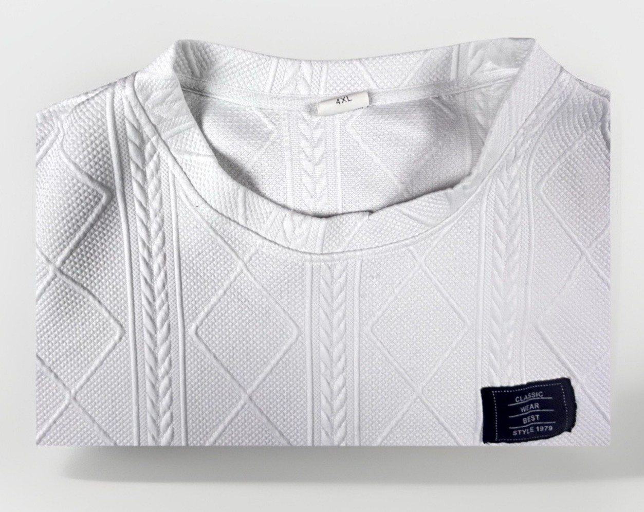 4 XL textured fabric t shirts shorts sleeve white gallery