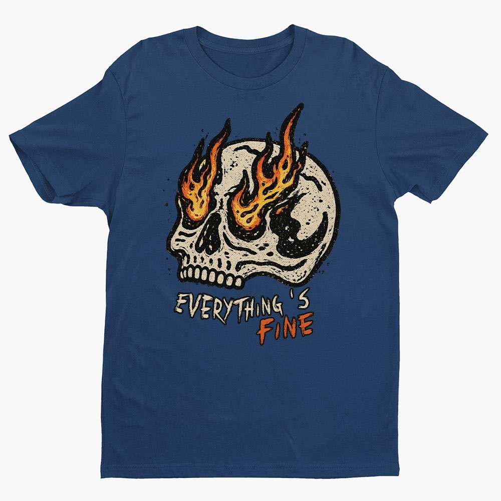 Retro Everything Is Fine Skull Unisex T-shirt | Skull Lover Gifts for Men gallery