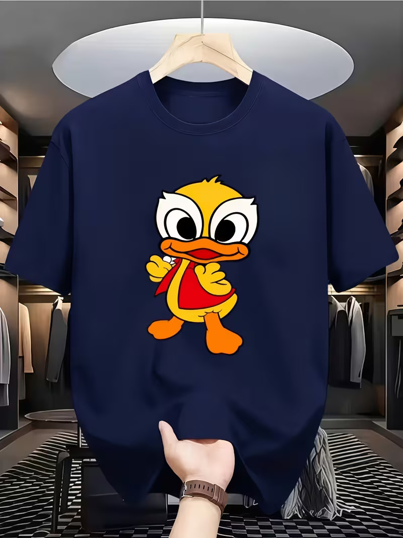 Cute Yellow Duck Print T Shirt Unisex Graphic Tee Summer Short Sleeve Top gallery