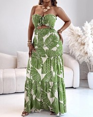 Floral Printed Prom Dress Drawstring Ruched Shirred Bandeau Party Dress Slim …