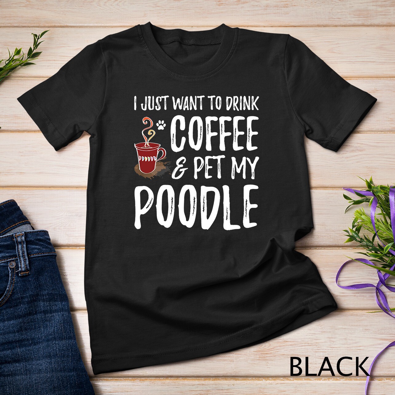 Coffee and Poodle T-Shirt for Poodle Dog Mom Unisex T-shirt gallery